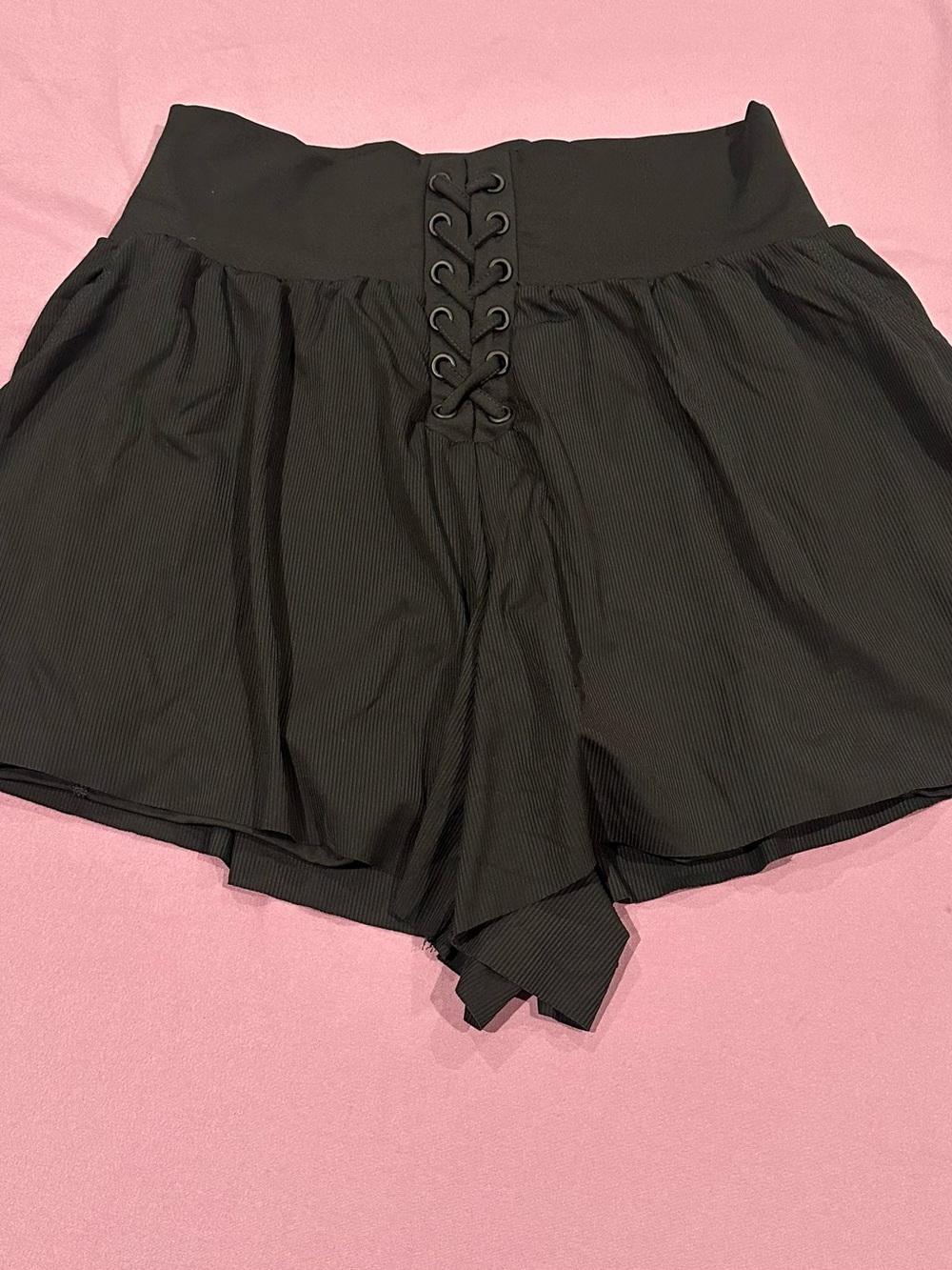 JoyLab Black High-Waist Lace-Up Flow Shorts